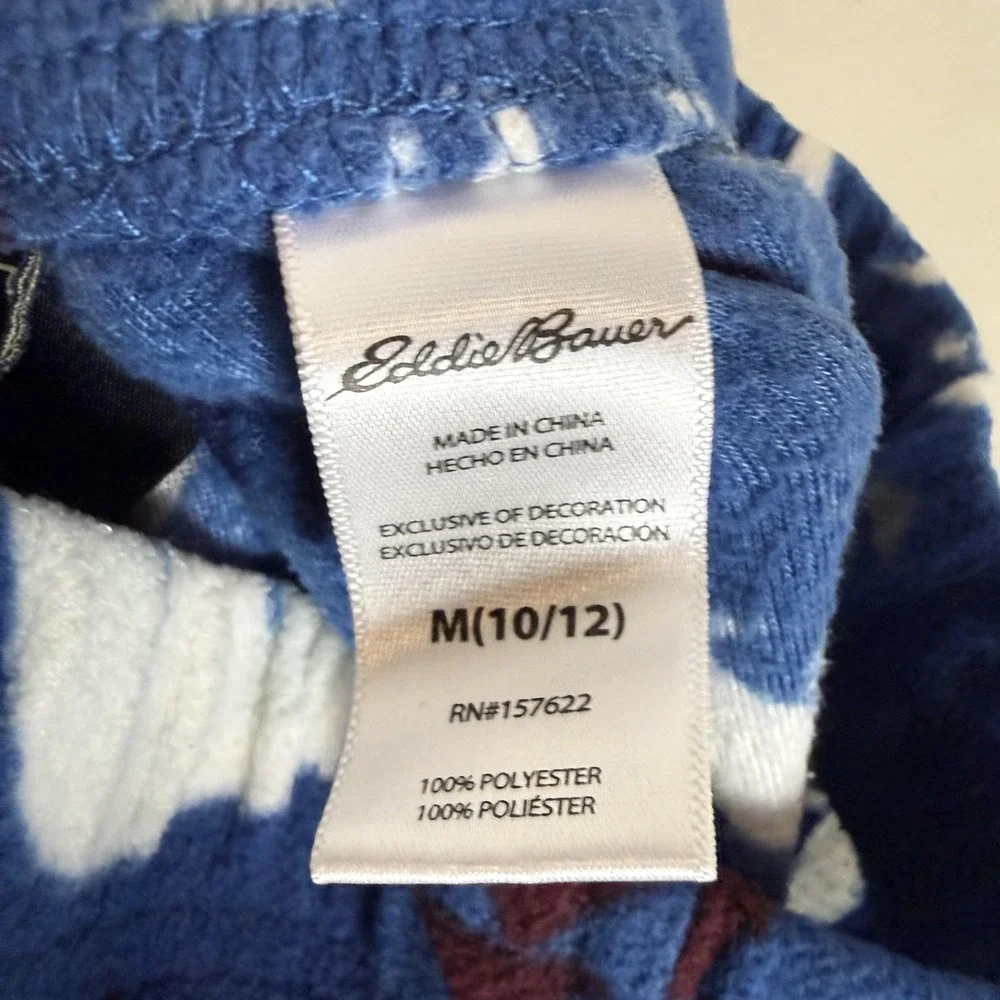 Eddie Bauer Pajama Pants Kids 10-12 Blue Fleece Polar Bear Print Sleep Lounge